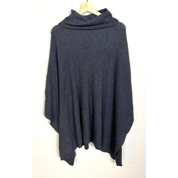 Halogen Women's Poncho Cashmere Wool One Size Gray Turtleneck Old Money - Picture 1 of 9